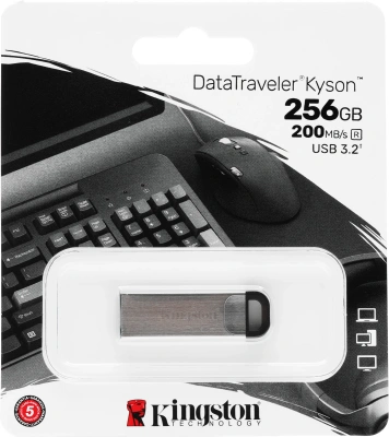 Флеш Диск Kingston 256GB DataTraveler Kyson DTKN/256GB USB3.2 серебристый/черный