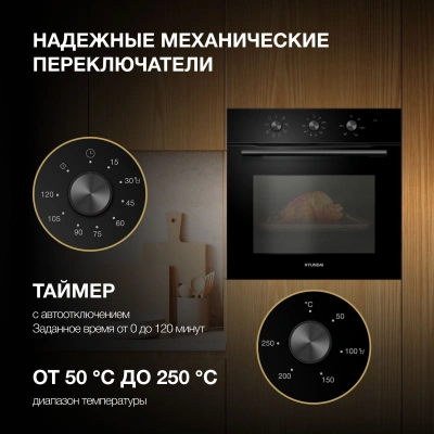 Духовой шкаф Электрический Hyundai HEO 66412 BG черный