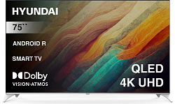 Телевизор QLED Hyundai 75" H-LED75QBU7500 Android TV Frameless черный/серебристый 4K Ultra HD 60Hz DVB-T DVB-T2 DVB-C DVB-S DVB-S2 USB WiFi Smart TV