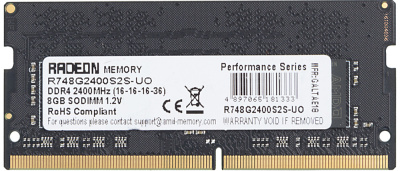 Память DDR4 8Gb 2400MHz AMD R748G2400S2S-UO Radeon R7 Performance Series OEM PC4-19200 CL16 SO-DIMM 260-pin 1.2В OEM