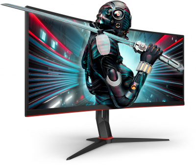 Монитор AOC 34" Gaming CU34G2X черный/красный VA LED 1ms 21:9 HDMI матовая HAS 300cd 178гр/178гр 3440x1440 144Hz FreeSync Premium DP Quad 2K (1440p) USB 8.1кг