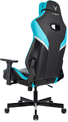 Кресло игровое Knight Thunder 5X черный/голубой экокожа крестов. металл