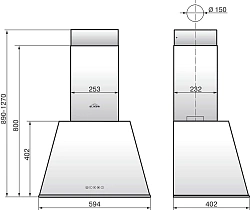 Вытяжка каминная Elikor Гамма 60П-650-Э3Д антрацит/серебристый управление: кнопочное (1 мотор)