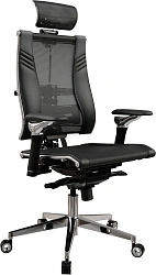 Кресло руководителя эргономичное Метта Yoga Spine Triumph L2 (M06) черный сиденье черный сет./экокожа с подголов. крестов.5-луч. металл хром