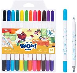 Фломастеры Deli EC166-12 Colorwow Вентилируемый смываемые 12цв. ПВХ с подвесом (12шт.)