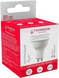 Лампа светодиодная Thomson TH-B2056 10Вт цок.:GU10 полусф. 220B св.свеч.бел.нейт. MR16 (упак.:1шт)
