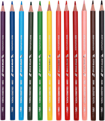 Карандаши цв. Deli EC00807 Super Wings шестигран. тополь 12цв. туба пл.