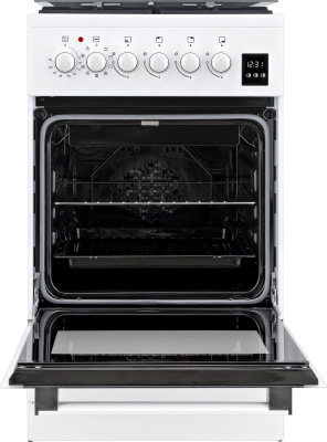 Плита Комбинированная Weissgauff WCS K2K59 WGE белый/черный (стеклянная крышка) реш.чугун