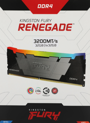 Память DDR4 32GB 3200MHz Kingston KF432C16RB2A/32 Fury Renegade RGB RTL Gaming PC4-25600 CL16 DIMM 288-pin 1.35В dual rank с радиатором Ret