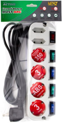 Сетевой фильтр Most ARG 3м (6 розеток) белый (коробка)