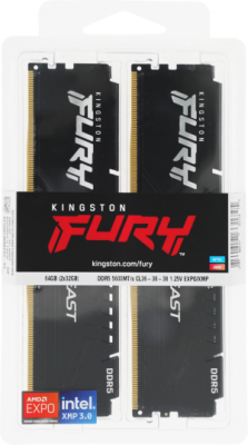 Память DDR5 2x32GB 5600MHz Kingston KF556C36BBEK2-64 Fury Beast Black RTL Gaming PC5-44800 CL36 DIMM 288-pin 1.25В single rank с радиатором Ret