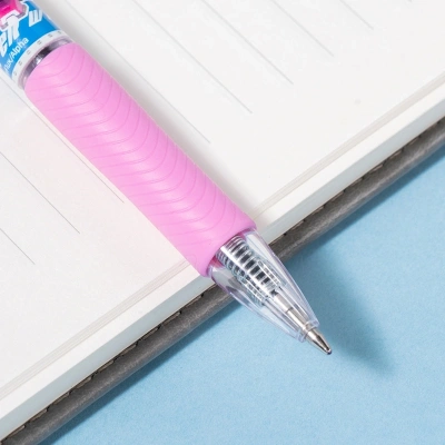 Ручка шариков. автоматическая Deli Super Wings (EQ61-BL) ассорти d=0.7мм син. черн. 1стерж. пулевидный пиш. наконечник кругл. резин. манжета чернила пониженной вязкости