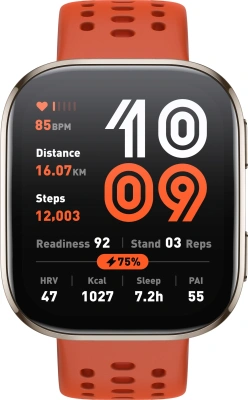 Смарт-часы Amazfit Bip 6 A2435 1.97" AMOLED корп.серый рем.красный разм.брасл.:130-195мм (6970100377880)