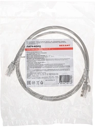 Патч-корд Rexant 02-0380-1 U/UTP RJ-45 вил. кат.6A 1м серый LSZH
