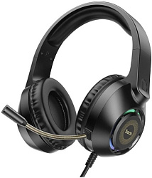 Наушники с микрофоном Hoco W108 Sue черный 2м мониторные USB оголовье (W108)
