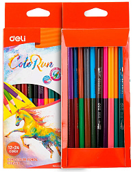 Карандаши цв. Deli EC00520 ColoRun двухцвет. липа 24цв. коробка/европод. (12шт)