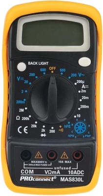Мультиметр PROconnect MAS830L DT850L цифровой черный/желтый (13-3021)