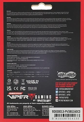Память DDR3 8Gb 1600MHz Patriot PV38G160C0 Viper 3 RTL PC3-12800 CL10 DIMM 240-pin 1.5В с радиатором Ret