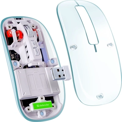 Мышь Defender Ixes MM-999 прозрачный оптическая 2400dpi silent беспров. BT/Radio USB 4but (52999)