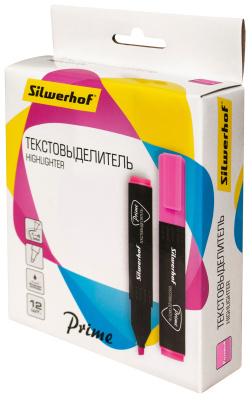 Текстовыделитель Silwerhof Prime 108031-08 скошенный пиш. наконечник 1-4мм розовый коробка