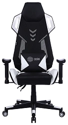 Кресло игровое Cactus CS-CHR-090BLW черный/белый экокожа/сетка крестов. нейлон