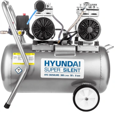Компрессор поршневой Hyundai HYC 30250LMS безмасляный 300л/мин 50л 2000Вт серебристый/черный