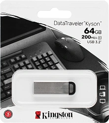 Флеш Диск Kingston 64GB DataTraveler Kyson DTKN/64GB USB3.2 серебристый/черный