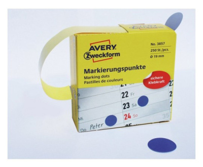 Этикетки Avery Zweckform 3857 250шт на листе диаметр 19мм/70г/м2/синий самоклей. универсальная
