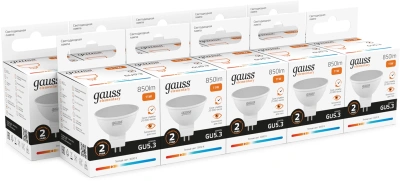 Лампа светодиодная Gauss Elementary 13511 11Вт цок.:GU5.3 софит 220B св.свеч.бел.теп. MR16 (упак.:10шт)