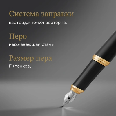 Ручка перьев. Parker Urban Core F309 (1931593) Muted Black GT F сталь нержавеющая подар.кор.