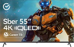 Телевизор QLED Sber 55" SDX-55UQ5235 Салют ТВ Frameless темно-серый 4K Ultra HD 60Hz DVB-T DVB-T2 DVB-C DVB-S DVB-S2 USB WiFi Smart TV