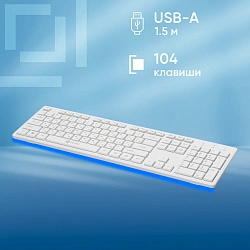 Клавиатура Оклик 500M белый USB slim Multimedia