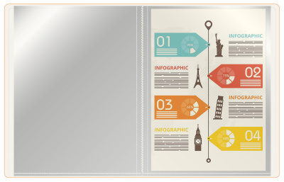 Папка с 10 прозр.вклад. Бюрократ Double Neon DNE07V10OR A4 пластик 0.7мм оранжевый