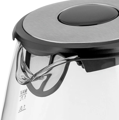 Чайник электрический Vitek VT-7008 1.7л. 2200Вт прозрачный/черный корпус: стекло/пластик