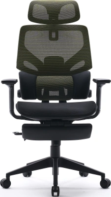 Кресло Cactus CS-CHR-MC01-LGNBK салатовый сиденье черный сетка/ткань с подголов. крестов. пластик подст.для ног