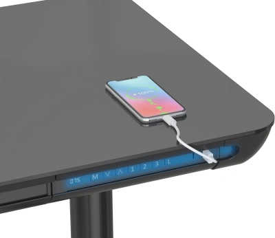 Стол для компьютера Cactus CS-EGD-BK-LED с электроприводом столешница закаленное стекло черный каркас черный 120x72x60см (CS-EGD-BK-LED)