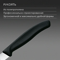 Нож кухонный Victorinox Swiss Classic 6.7233 для стейка/пиццы лезв.110мм серрейт. заточка черный
