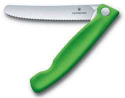 Нож кухонный Victorinox Swiss Classic (6.7836.F4B) стальной для овощей лезв.110мм серрейт. заточка зеленый блистер