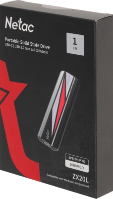 Накопитель SSD Netac USB-C 1TB NT01ZX20L-001T-32BK ZX20L черный