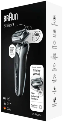 Бритва сетчатая Braun Series 7 71-S1000s реж.эл.:3 питан.:аккум. серебристый/черный