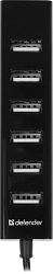 Разветвитель USB 2.0 Defender Quadro Swift 7порт. черный (83203)
