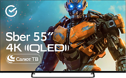Телевизор QLED Sber 55" SDX-55UQ5236 Салют ТВ Frameless темно-серый 4K Ultra HD 60Hz DVB-T DVB-T2 DVB-C DVB-S DVB-S2 USB WiFi Smart TV