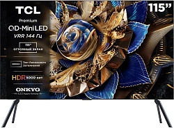 Телевизор LED TCL 115" 115X955 QD-Mini LED Frameless черный/черный 4K Ultra HD 144Hz DVB-T DVB-T2 DVB-C DVB-S DVB-S2 USB WiFi Smart TV (RUS)