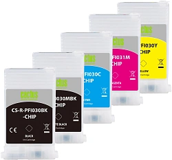 Картридж перезаправляемый струйный Cactus CS-R-PFI031SET-CHIP черный/черный матовый/голубой/желтый/пурпурный 5шт.упак. для Canon imagePROGRAF TM-240/340