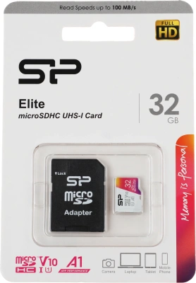Флеш карта microSDHC 32GB Silicon Power SP032GBSTHBV1V20SP Elite + adapter