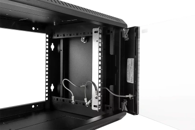 Шкаф коммутационный ЦМО ШРН-ЭКОНОМ (ШРН-Э-6.350-9005) настенный 6U 600x350мм пер.дв.стекл 85кг черный 300мм 11.43кг 180град. 342мм металл