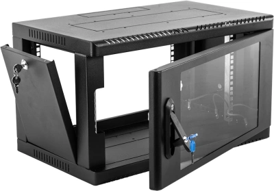 Шкаф коммутационный ЦМО (ШРН-6.500-9005) настенный 6U 600x500мм пер.дв.стекл 200кг черный 470мм 17.8кг 180град. 346мм IP20 металл