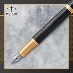 Ручка перьев. Parker IM Premium F323 (1931646) Black GT F сталь нержавеющая подар.кор.