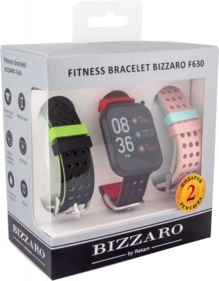 Смарт-часы Rekam Bizzaro F630 1.3" OLED корп.черный/серебристый рем.черный разм.брасл.:L (2202000010)