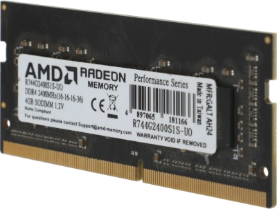Память DDR4 4Gb 2400MHz AMD R744G2400S1S-UO Radeon R7 Performance Series OEM PC4-19200 CL17 SO-DIMM 260-pin 1.2В OEM